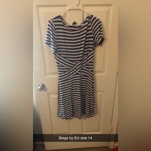 Beige by Eci blue stripped dress 2x
